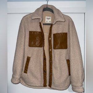 Abercrombie & Fitch Cream Sherpa Jacket